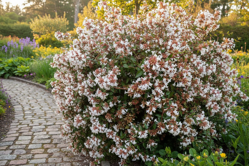 Abelia bahçe yolu kenarında
