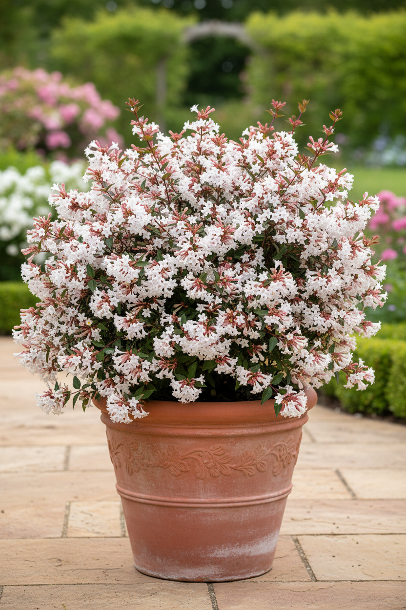 Abelia grandiflora terracotta saksıda