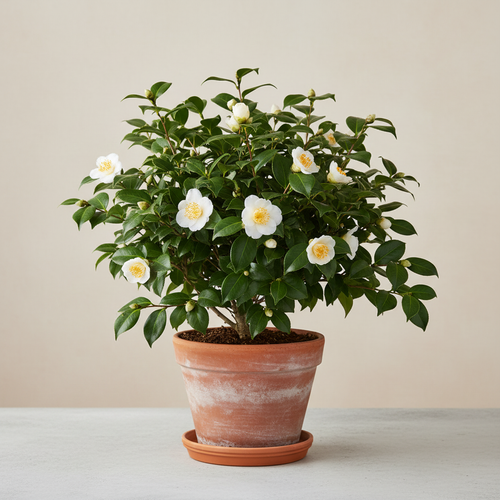 Beyaz Kamelya - Bol Yapraklı