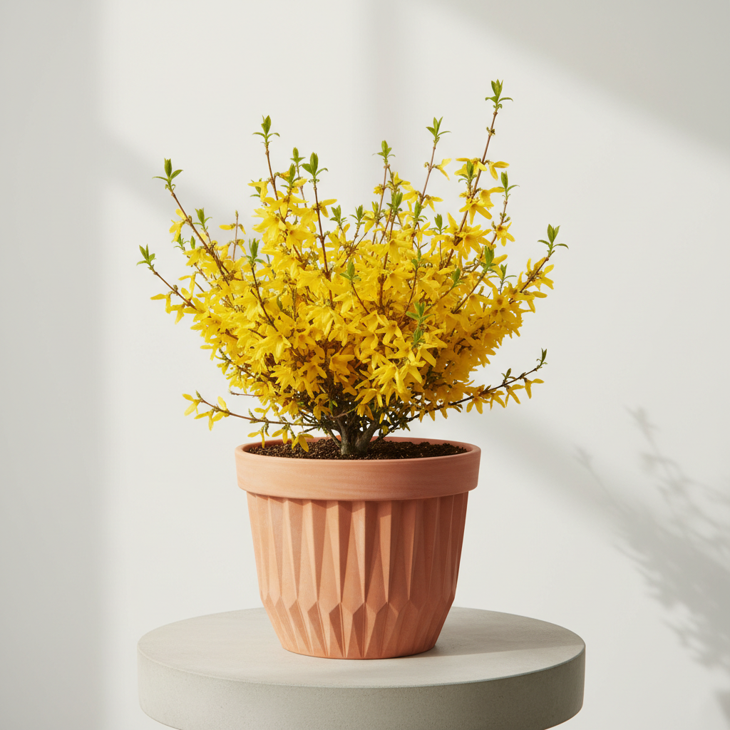 Forsythia Mini Gold - Dekoratif Saksıda Yan Görünüm
