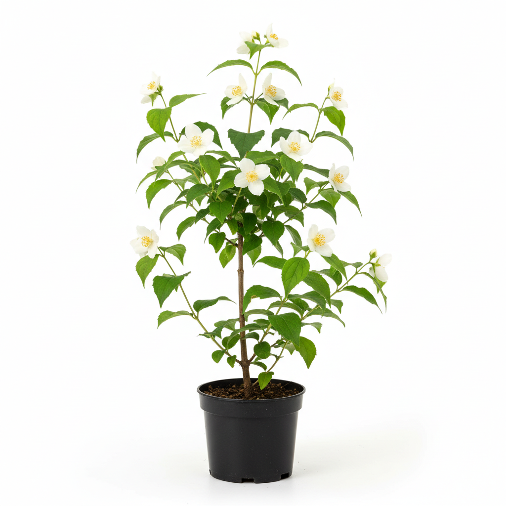 Filbahri çiçeği fidanı 30-50 cm 2 dallı beyaz kokulu çiçekler yalancı yasemin ağızlık çalısı tüplü