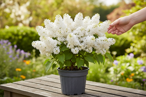 Beyaz leylak bol çiçekli bahçe ortamında Syringa vulgaris ilkbahar kokulu beyaz çiçekler