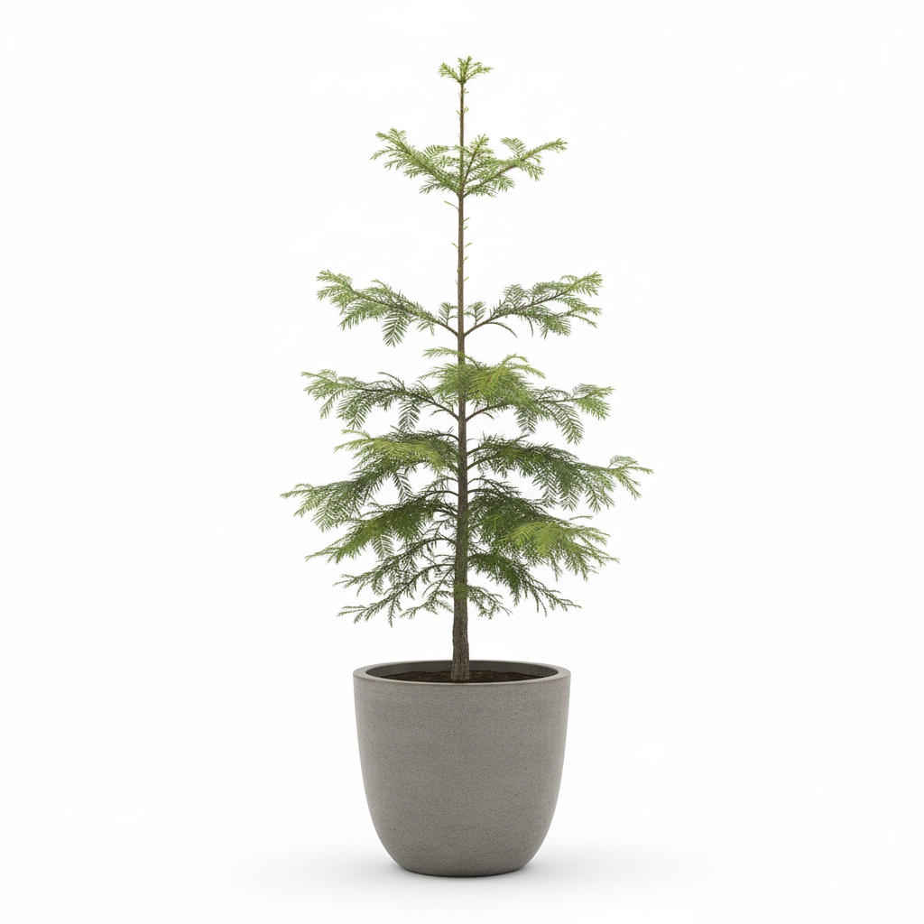 Sahil sekoyası fidanı 4 dallı 100-130 cm Sequoia sempervirens yan sürgünler dekoratif saksı 5 yaş