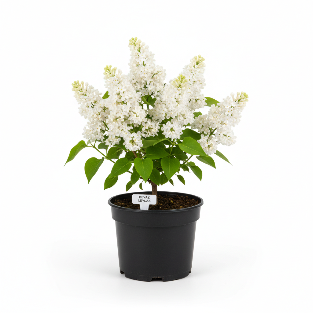 Beyaz leylak fidanı 30-60 cm 1-2 yaş saksılı Syringa vulgaris beyaz kokulu çiçek salkımları