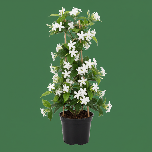 Beyaz çiçekli kokulu Arap yasemini sarmaşık fidanı Rhyncospermum jasminoides tüplü 1-2 yaş tırmanıcı bitki