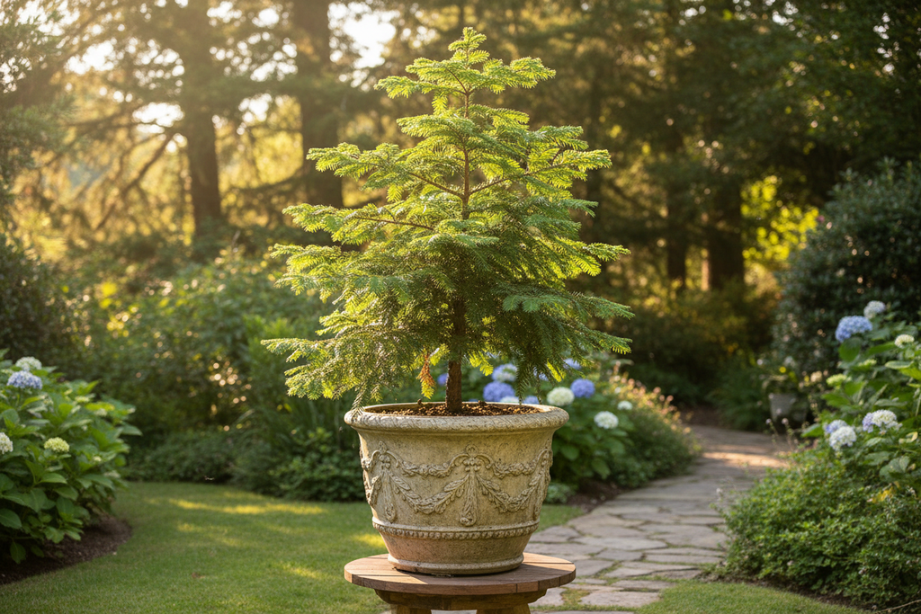 Sahil sekoyası ölümsüz ağaç bahçe ortamında Sequoia sempervirens 5 yaş dekoratif saksı