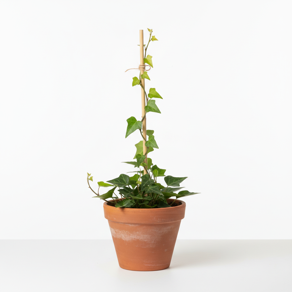 Duvar sarmaşığı 50 cm destek çubuğu kil saksıda Hedera helix genç fidan tırmanıcı