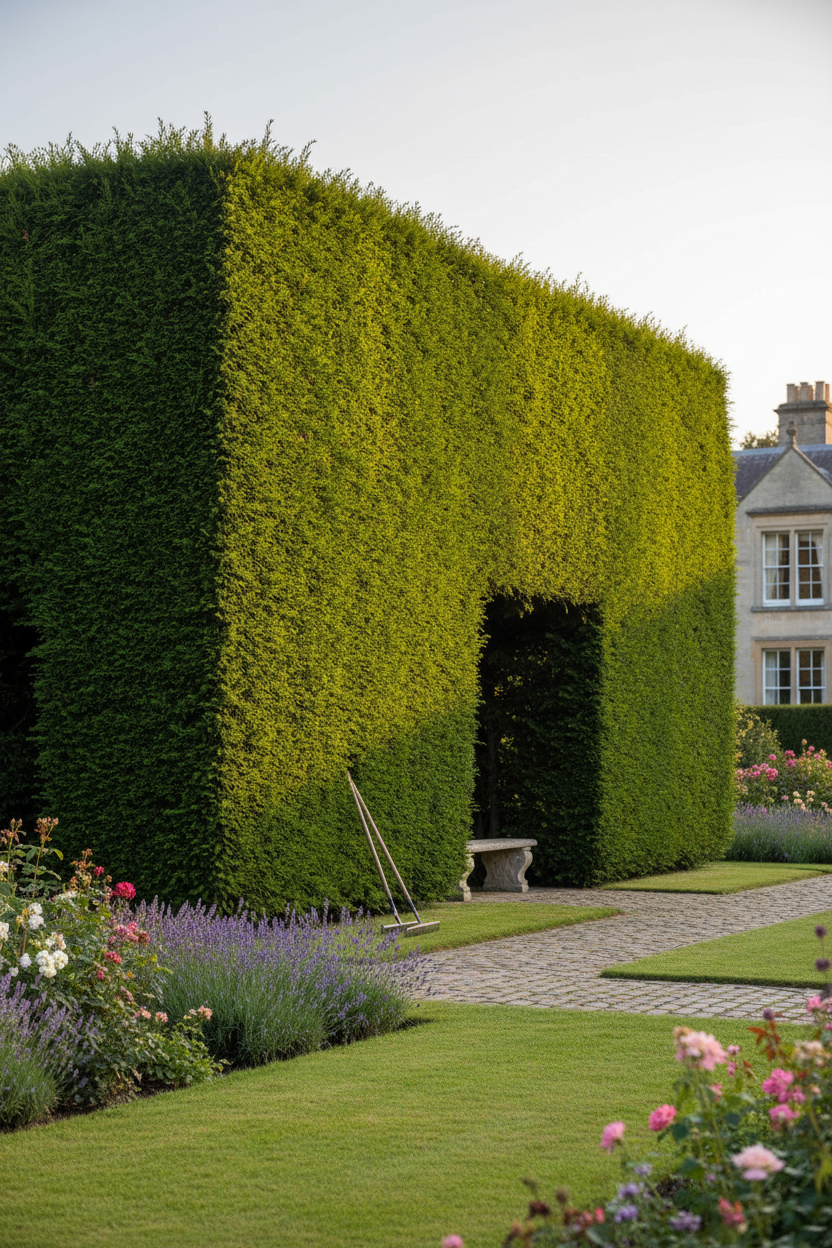 Yeşil Leylandi 3 metre budanmış şekil verilmiş Cupressocyparis leylandii çit bitkisi manikür