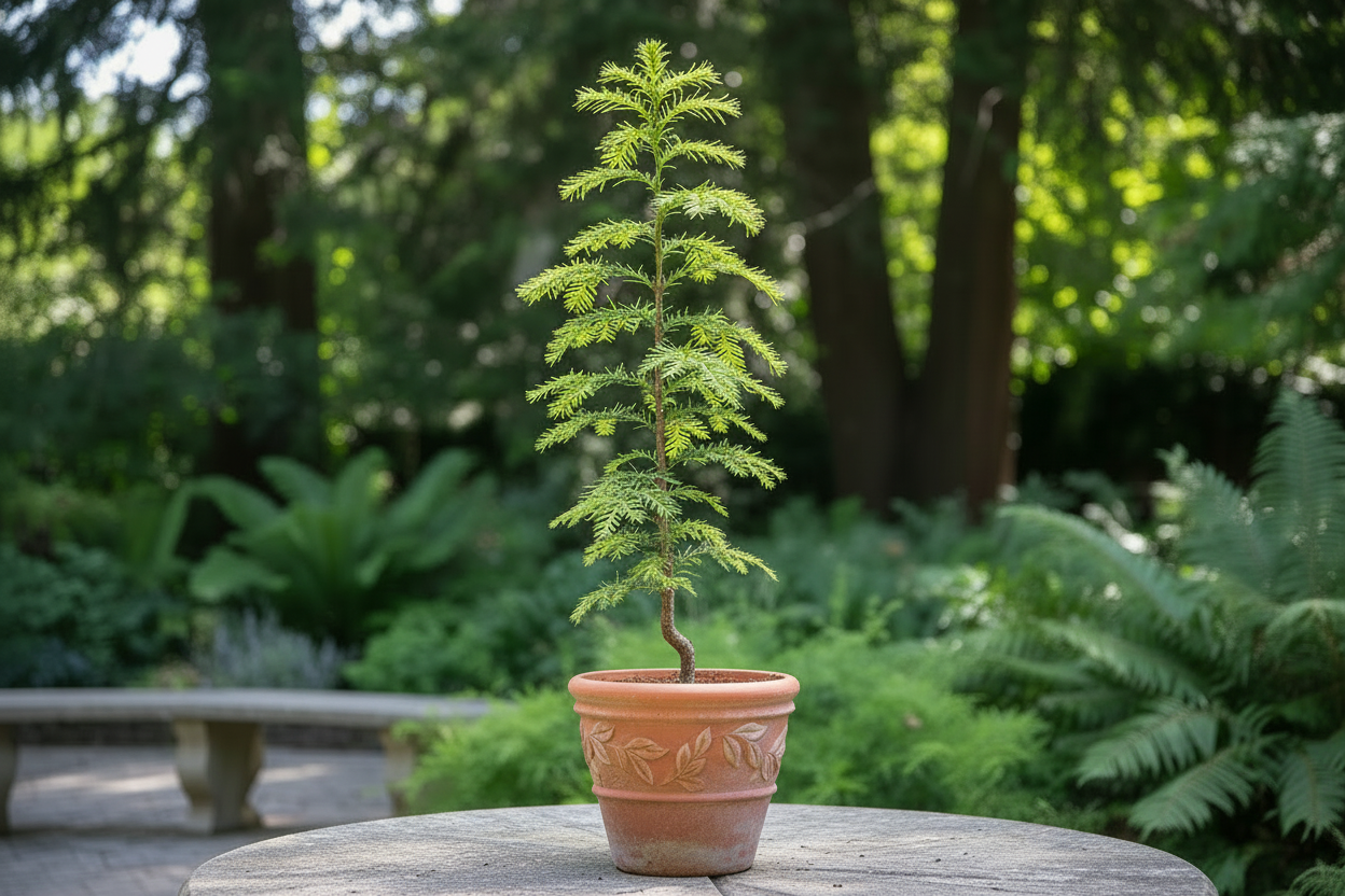Sahil sekoyası 4 ana dal yan sürgünler Sequoia sempervirens genç büyüme ölümsüz ağaç