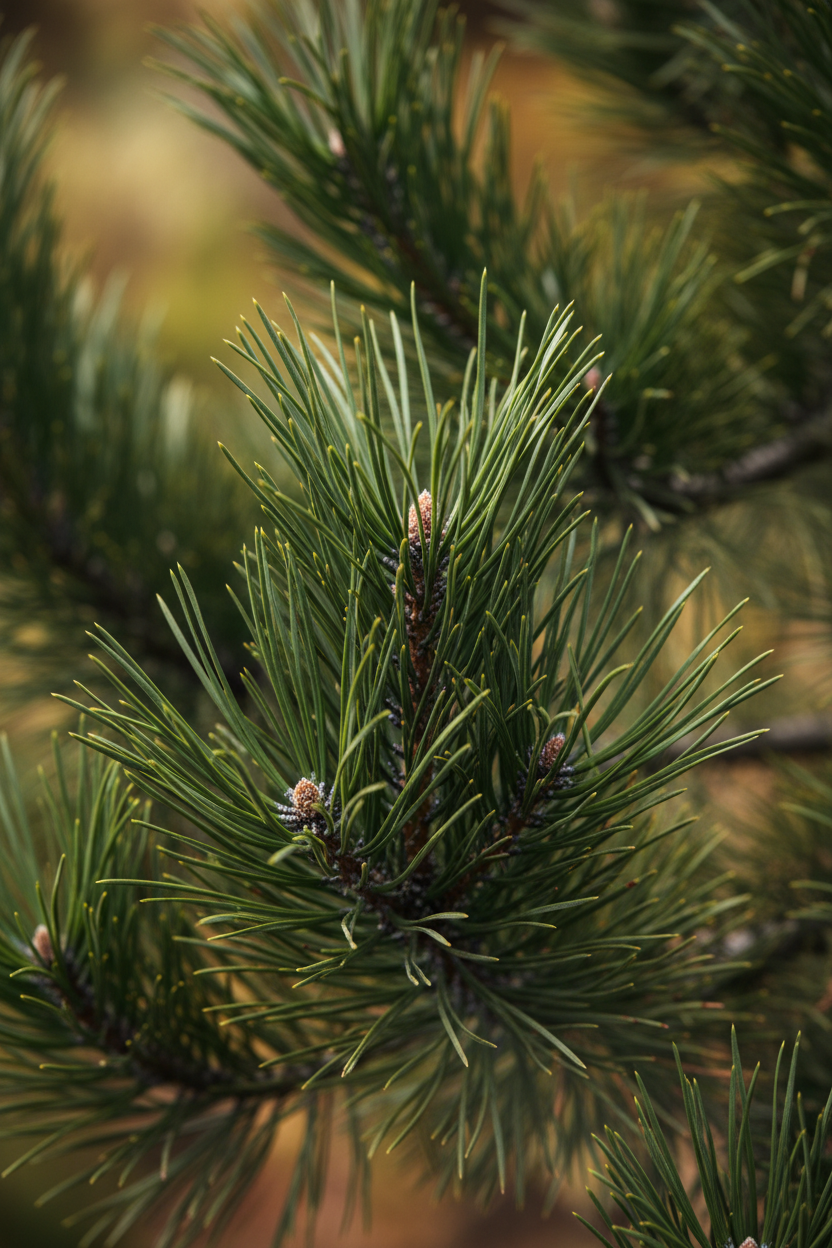 Karaçam iğne yaprakları koyu yeşil uzun salkım Pinus nigra