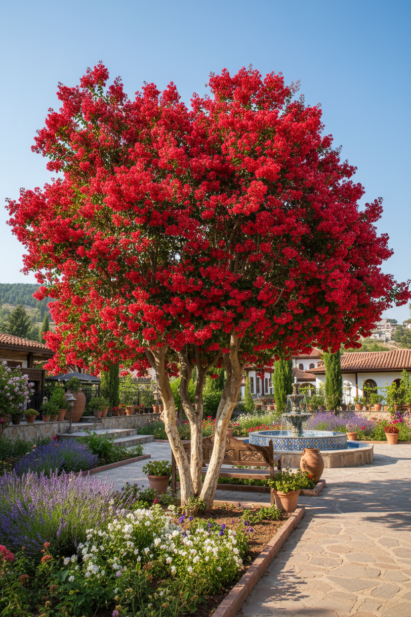 Kırmızı Oya Ağacı - Çiçekli