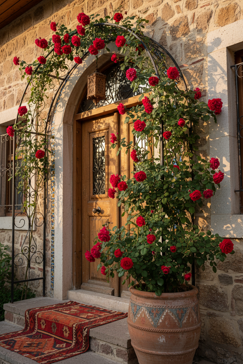 Kırmızı Sarmaşık Gül - Giriş Kapısı