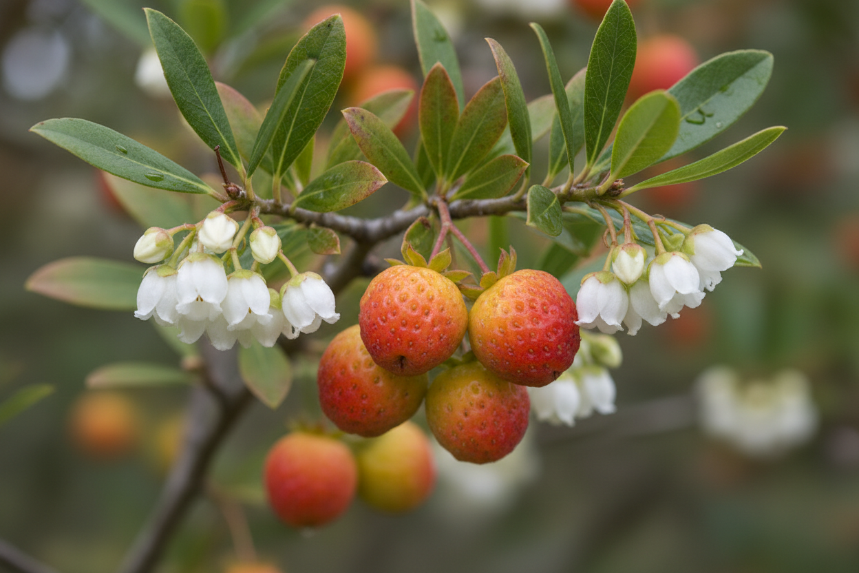 Kocayemiş Meyve ve Çiçek Detayı