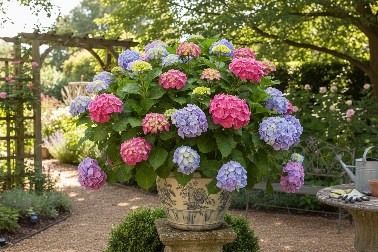 Ortanca Çiçeği - Bahçe Ortamında