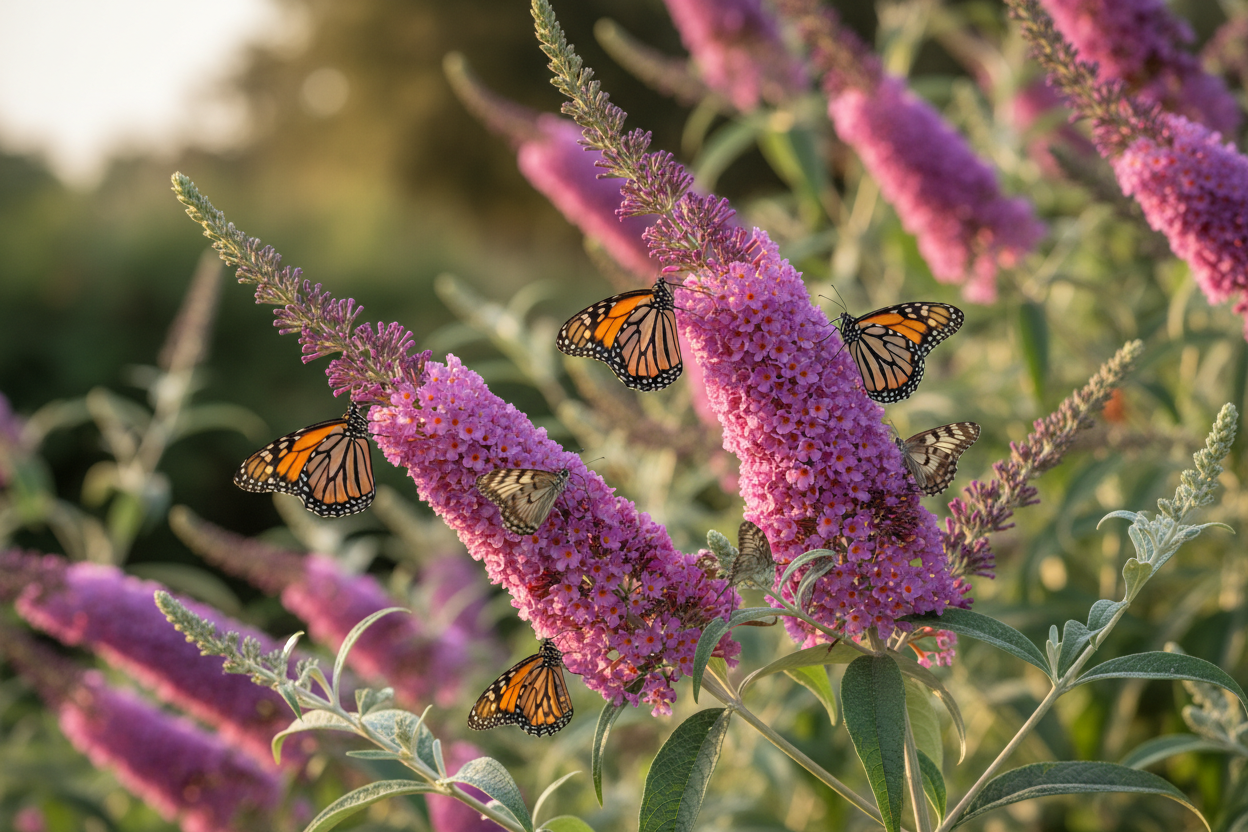 Pembe Kelebek Çalısı Çiçek ve Kelebek Detayı