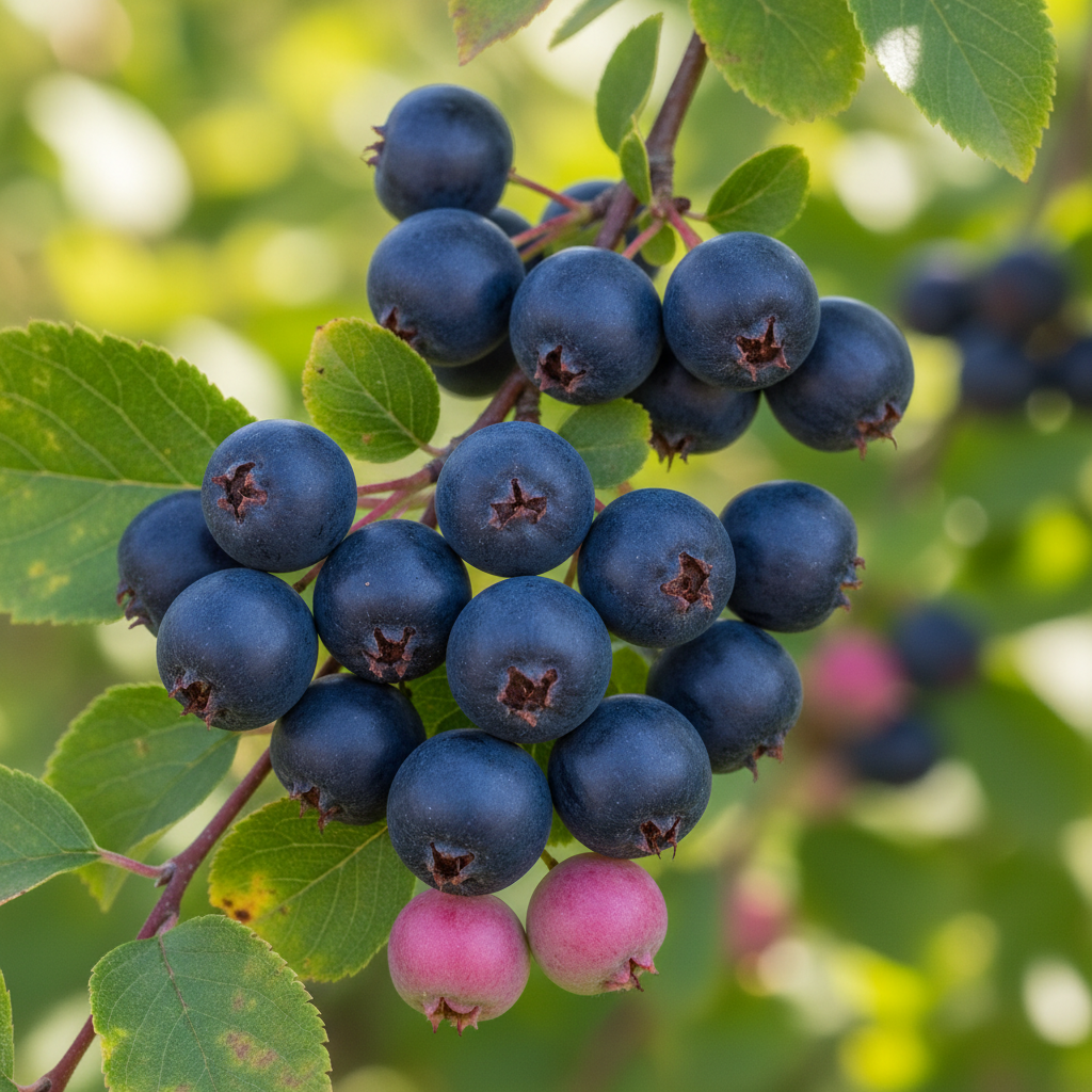 Saskatoon berry olgun meyveler