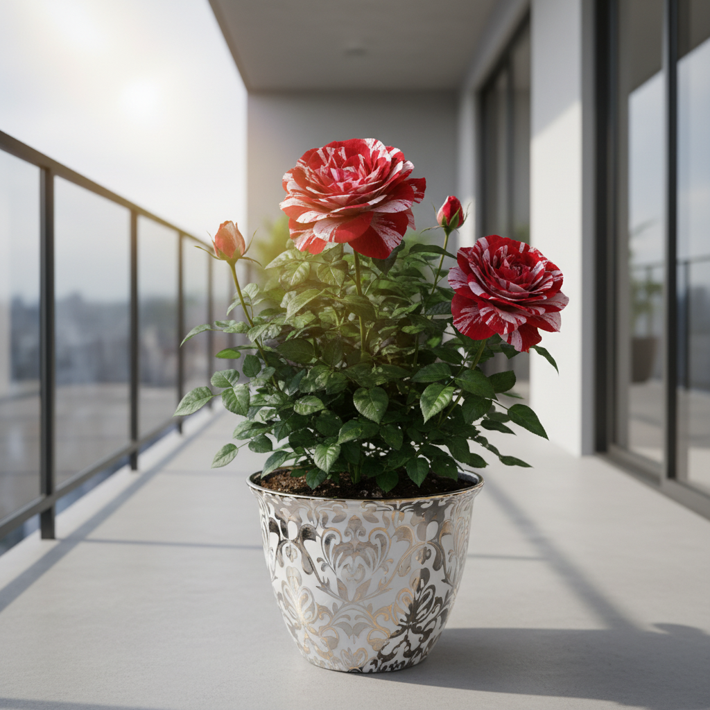 Türkiyem gülü dekoratif saksıda