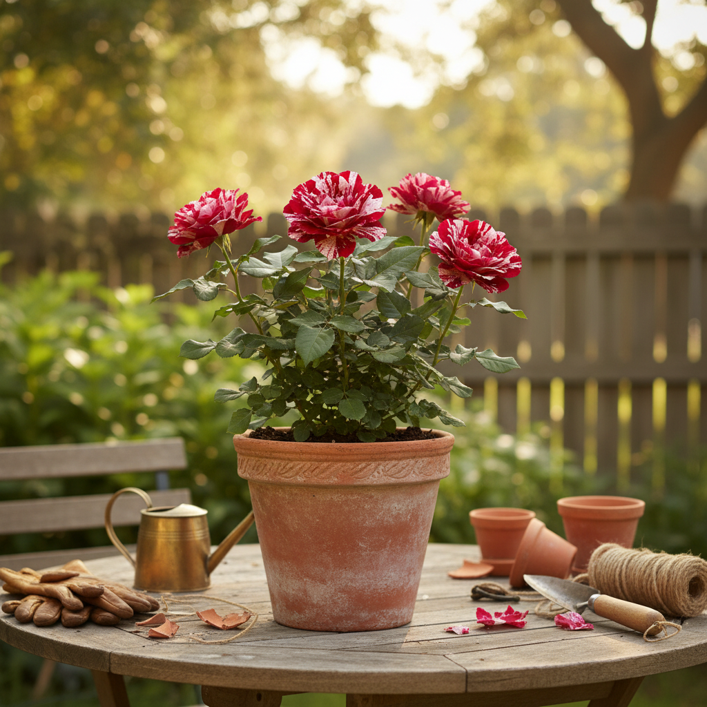 Türkiyem gülü terracotta saksıda