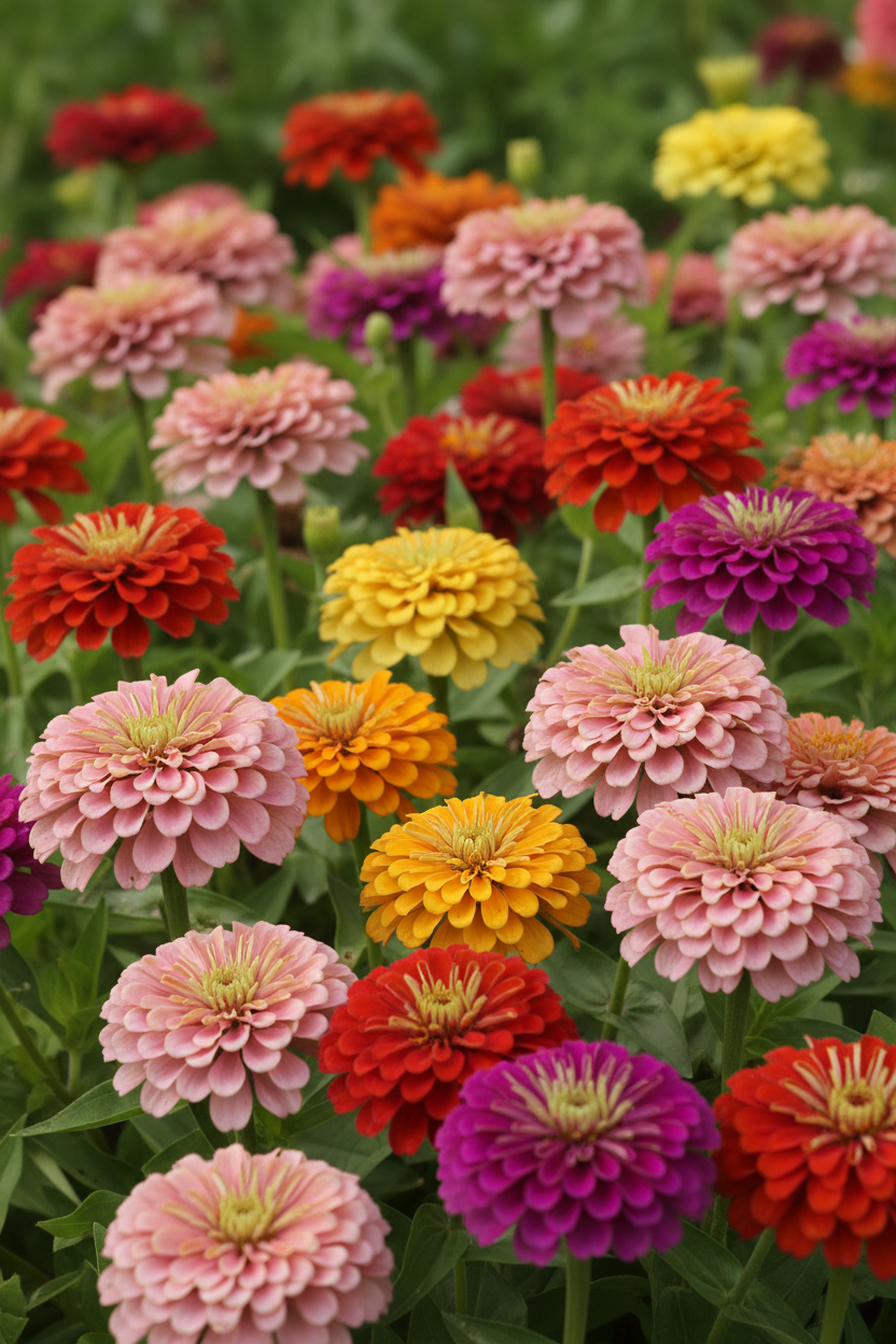 Zinnia Renkli Çiçekler